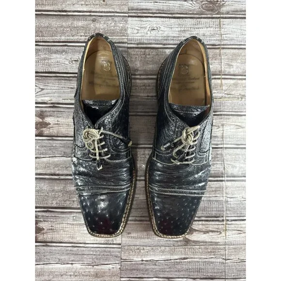Bettanin & Venturi ostrich leather Oxford Dress Shoes sz 13 